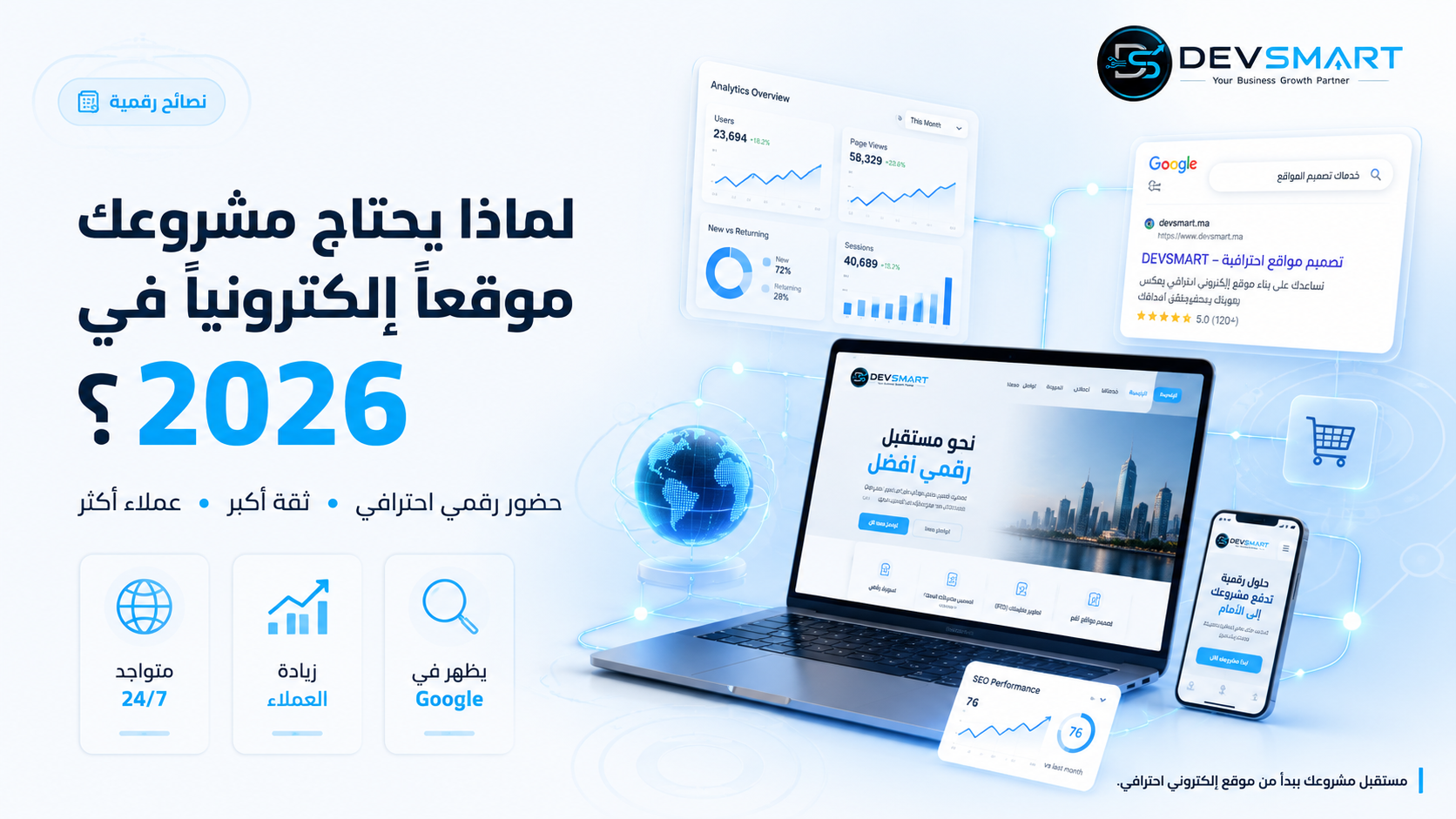 لماذا يحتاج مشروعك موقعاً إلكترونياً في 2026؟
